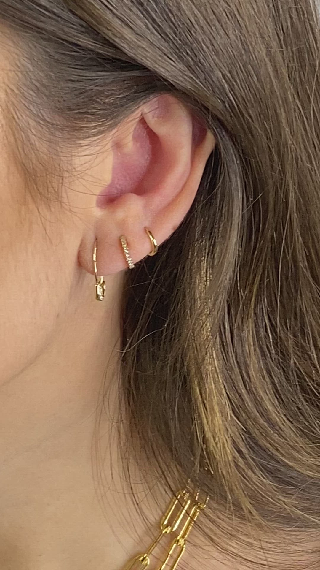 14K Gold Diamond Safety Pin Earrings | Modern Fine Jewelry | Statement Earrings